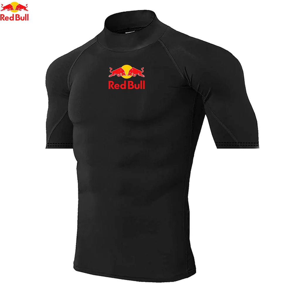 Mens Sportswear Trainning Exercise T-Shirts Compression Fitness Long Sleeve Sports Red Bull Shirts Quick Dry Tight Gym Clothing