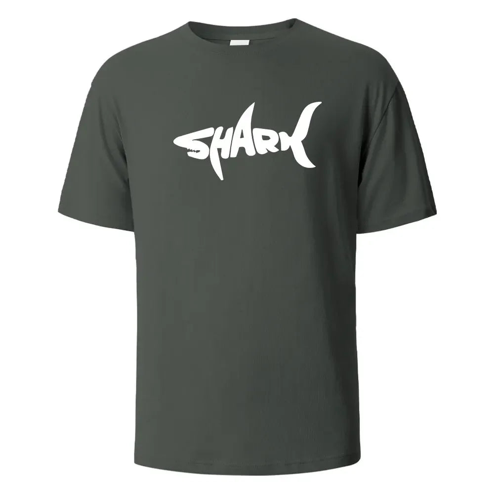 Shark Print T-Shirt 100% Cotton Summer Tees For Men Women Oversize Casual Tops