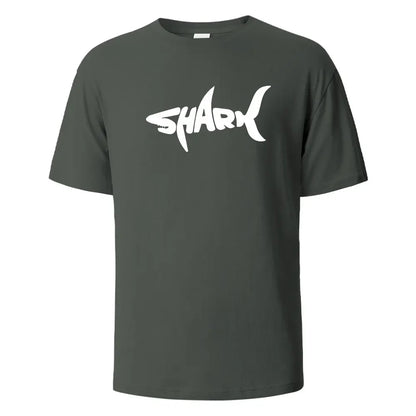 Shark Print T-Shirt 100% Cotton Summer Tees For Men Women Oversize Casual Tops