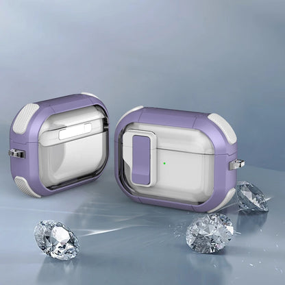 Automatic Switch Safety Lock Case For Airpods 4 For Airpods Pro 2 3 1 case Shockproof Transparent Earphone Case with hook