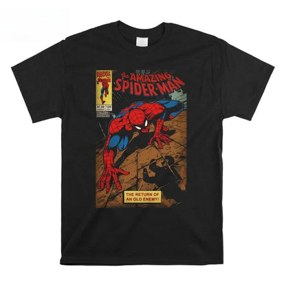 Spider-man Spiderman Movie Retro Comic Men T Shirts Creative Tees Round Neck Women T-Shirt Cotton Birthday Present Tops Clothing