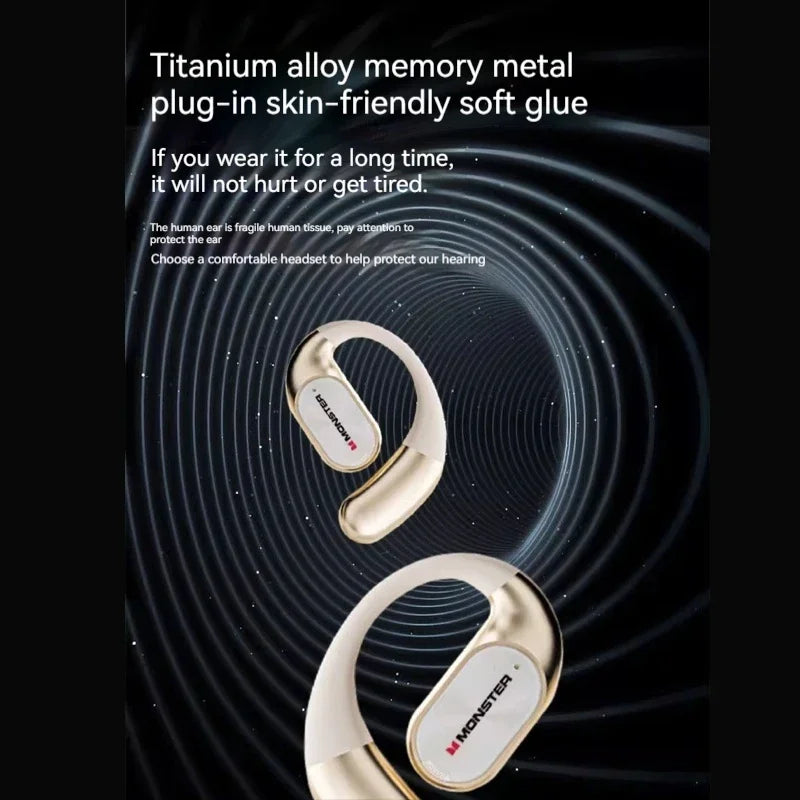 MONSTER AC530 Wireless Earphones Bone Conduction Ear Hanging Non in Ear Double Folding Ergonomics Bluetooth Sports Earphones