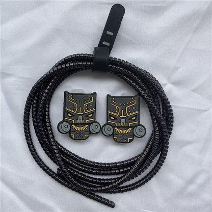 Cable Protector Set for iPhone Huawei Samsung Anti-break Spring Protection Rope Wire Cord Rope Earphone Bobbin Winder