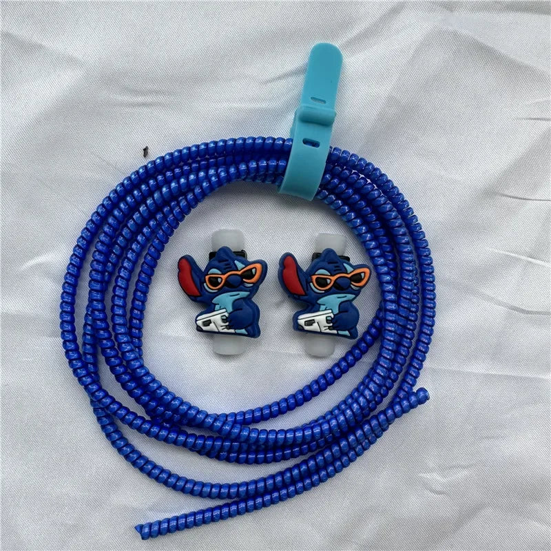 Cable Protector Set for iPhone Huawei Samsung Anti-break Spring Protection Rope Wire Cord Rope Earphone Bobbin Winder