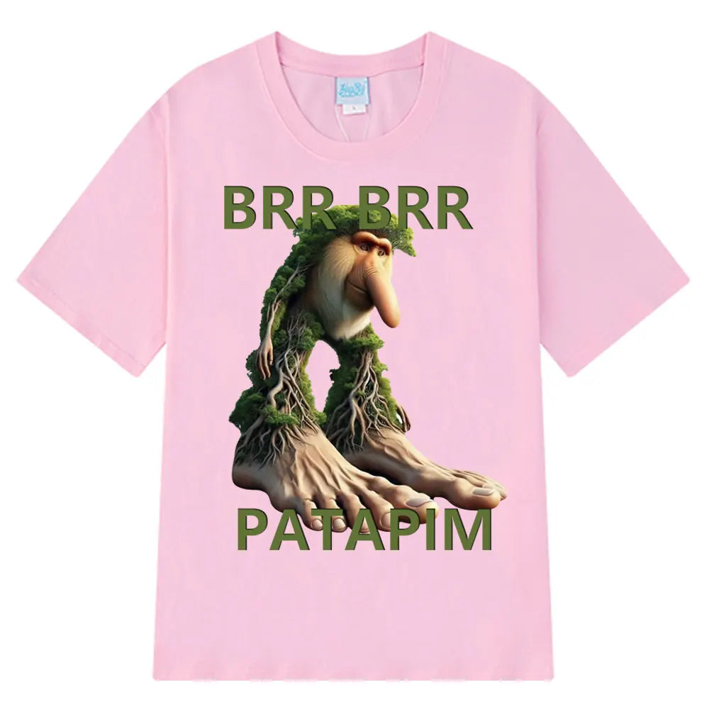 Brr Brr Patapim T Shirt Funny Italian Brainrot Meme Graphic T-shirt Men Women Summer 100% Cotton Cozy Soft O-Neck T-shirts Tops