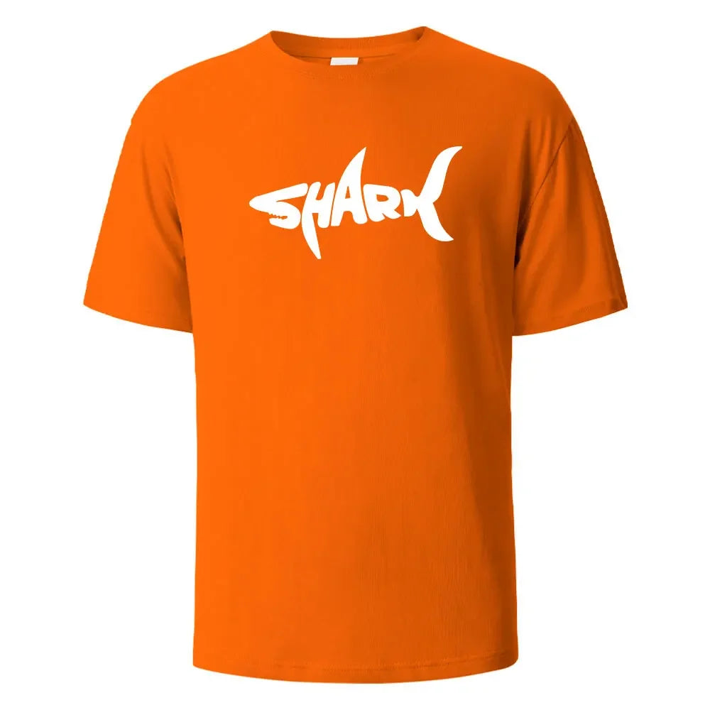 Shark Print T-Shirt 100% Cotton Summer Tees For Men Women Oversize Casual Tops