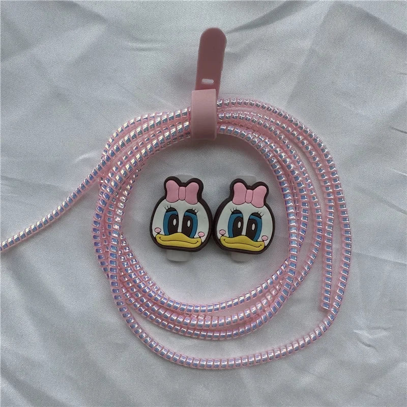 Cable Protector Set for iPhone Huawei Samsung Anti-break Spring Protection Rope Wire Cord Rope Earphone Bobbin Winder