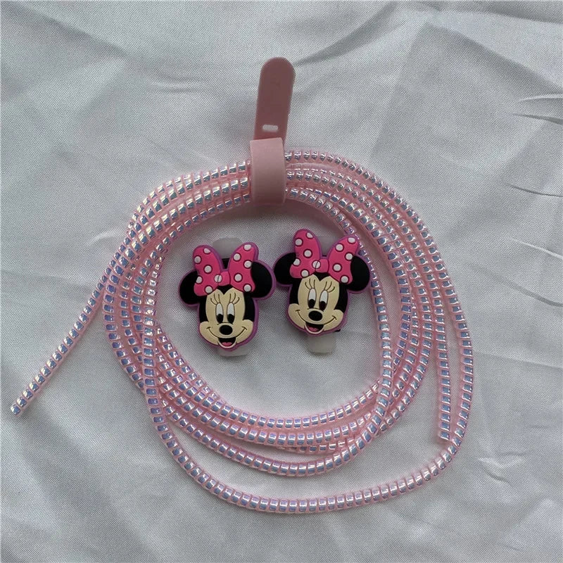Cable Protector Set for iPhone Huawei Samsung Anti-break Spring Protection Rope Wire Cord Rope Earphone Bobbin Winder