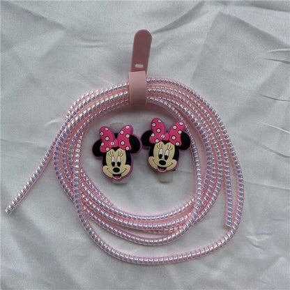 Cable Protector Set for iPhone Huawei Samsung Anti-break Spring Protection Rope Wire Cord Rope Earphone Bobbin Winder