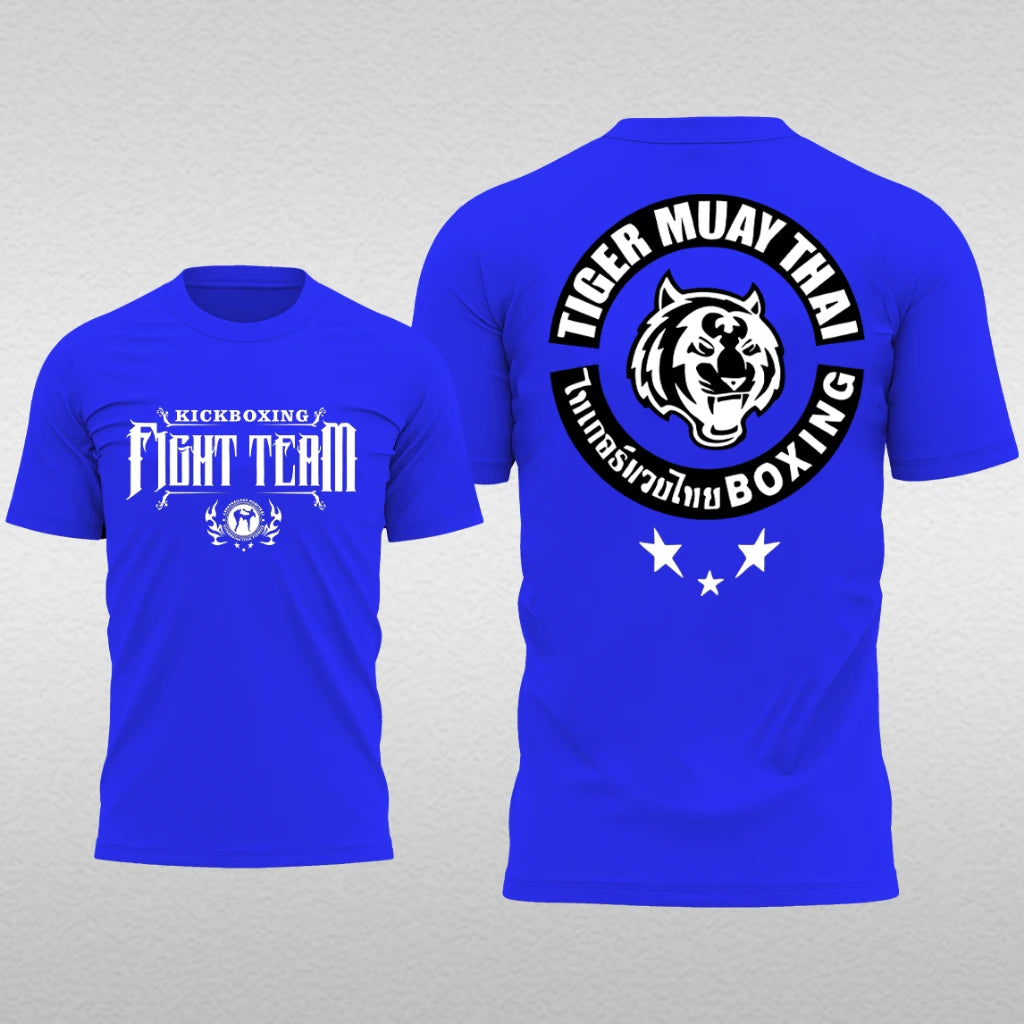 Summer Men's T-Shirt Muay Thai Running Fitness Sports Short Sleeve Outdoor Boxing Wrestling Tracksuits Breathable Men's clothing