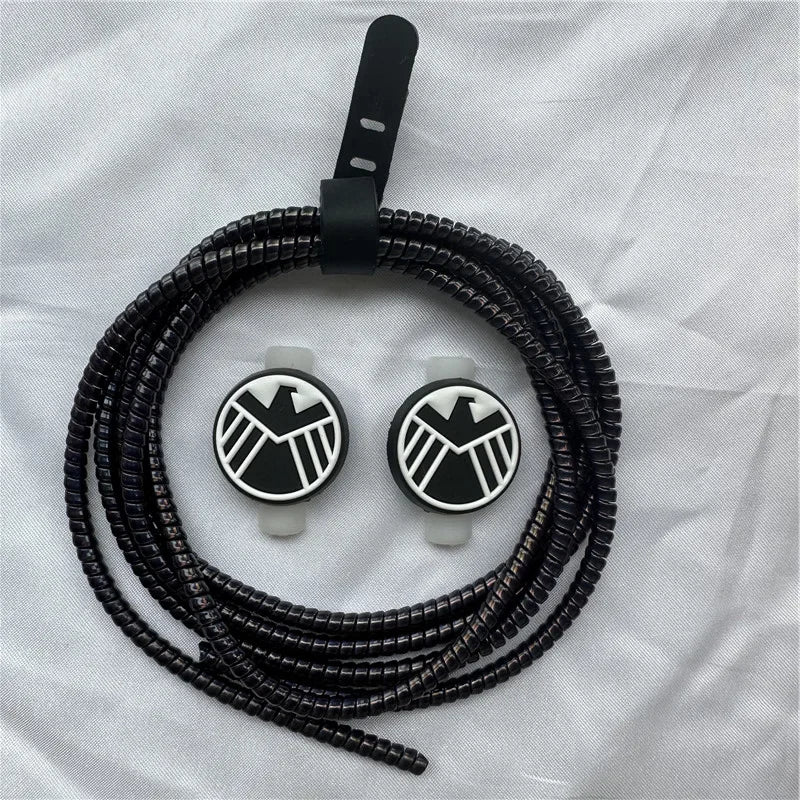 Cable Protector Set for iPhone Huawei Samsung Anti-break Spring Protection Rope Wire Cord Rope Earphone Bobbin Winder