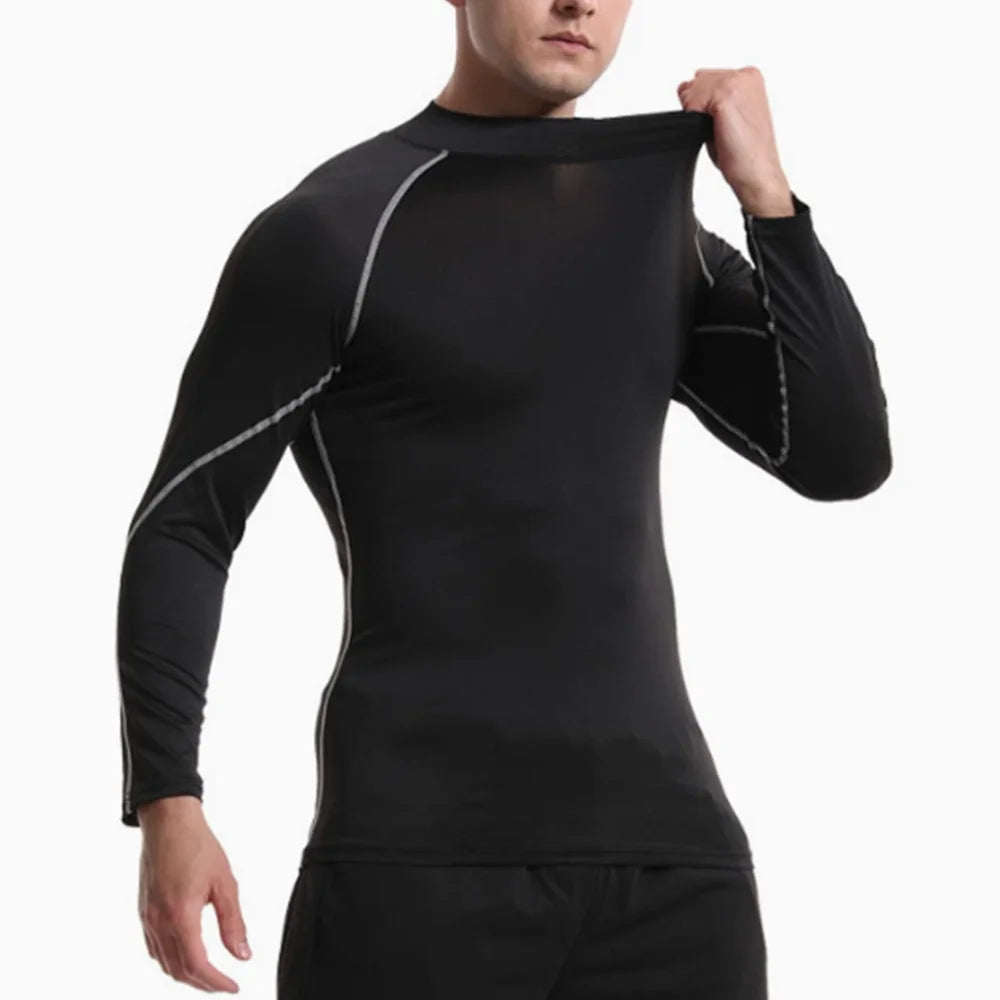 Mens Sportswear Trainning Exercise T-Shirts Compression Fitness Long Sleeve Sports Red Bull Shirts Quick Dry Tight Gym Clothing