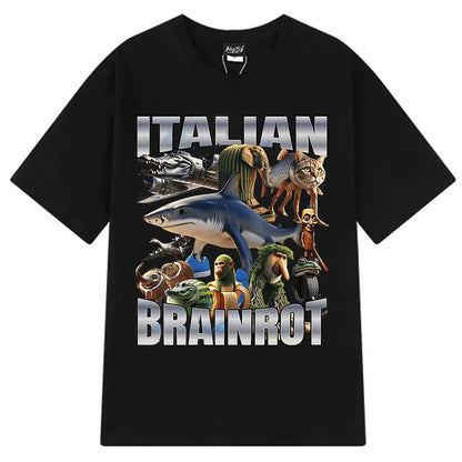 Brr Brr Patapim T Shirt Funny Italian Brainrot Meme Graphic T-shirt Men Women Summer 100% Cotton Cozy Soft O-Neck T-shirts Tops
