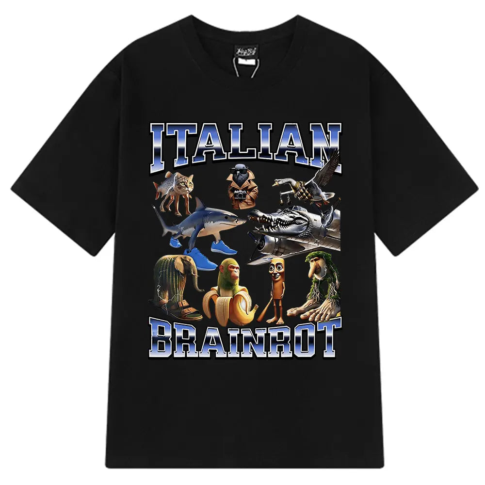 Brr Brr Patapim T Shirt Funny Italian Brainrot Meme Graphic T-shirt Men Women Summer 100% Cotton Cozy Soft O-Neck T-shirts Tops