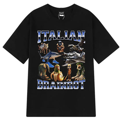 Brr Brr Patapim T Shirt Funny Italian Brainrot Meme Graphic T-shirt Men Women Summer 100% Cotton Cozy Soft O-Neck T-shirts Tops
