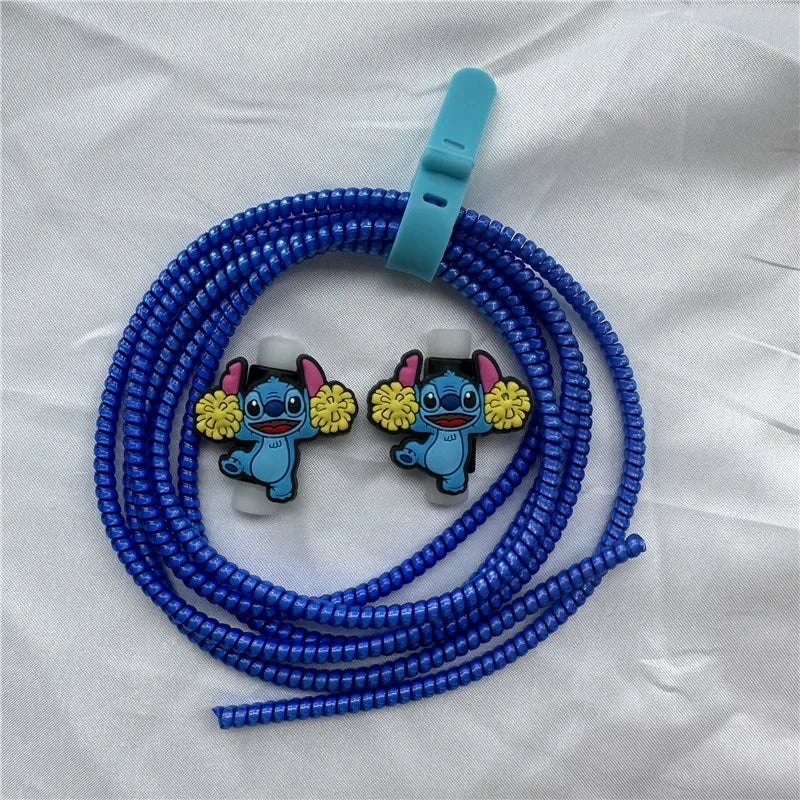 Cable Protector Set for iPhone Huawei Samsung Anti-break Spring Protection Rope Wire Cord Rope Earphone Bobbin Winder