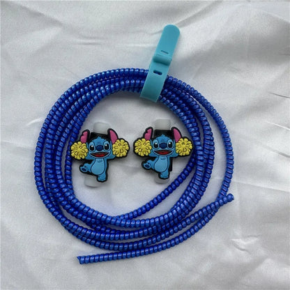 Cable Protector Set for iPhone Huawei Samsung Anti-break Spring Protection Rope Wire Cord Rope Earphone Bobbin Winder