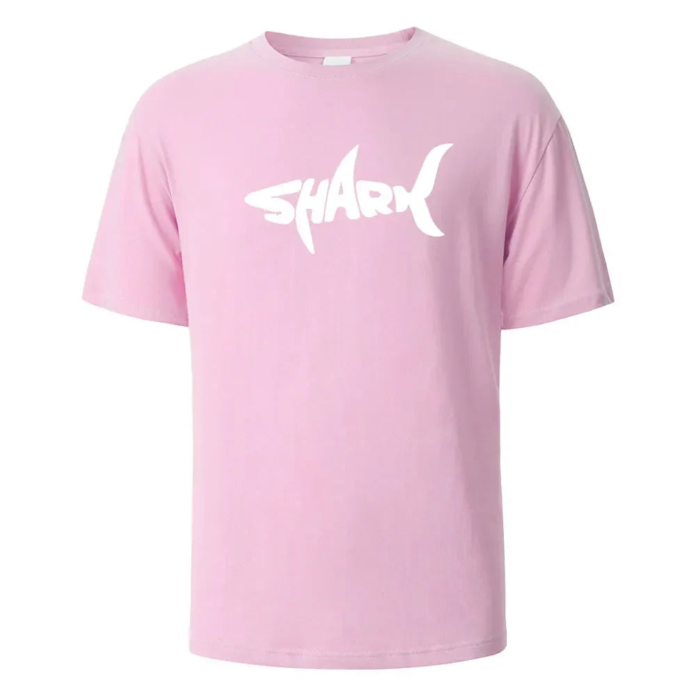 Shark Print T-Shirt 100% Cotton Summer Tees For Men Women Oversize Casual Tops
