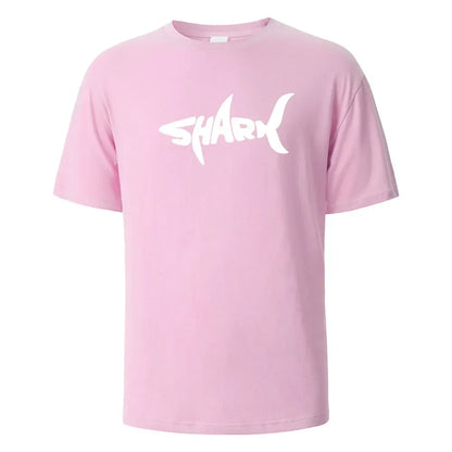 Shark Print T-Shirt 100% Cotton Summer Tees For Men Women Oversize Casual Tops