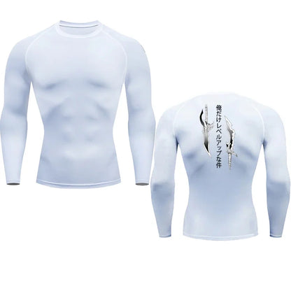 Animated Compression T Shirt Dagger Print for Men Athletic Quick Dry Tops Rash Guard Gym Workout Running Baselayers Undershirts
