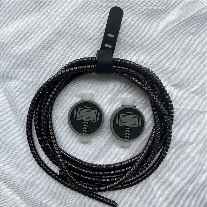Cable Protector Set for iPhone Huawei Samsung Anti-break Spring Protection Rope Wire Cord Rope Earphone Bobbin Winder