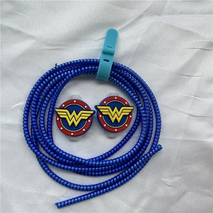 Cable Protector Set for iPhone Huawei Samsung Anti-break Spring Protection Rope Wire Cord Rope Earphone Bobbin Winder