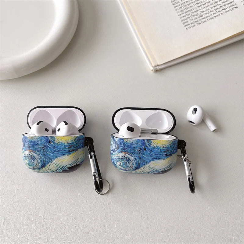 Van Gogh Oil Painting Case for AirPods 4 Cover Headphone Earphone Charging Bag Para AirPod 2 3 4 Pro Air Pods Aesthetic Designer