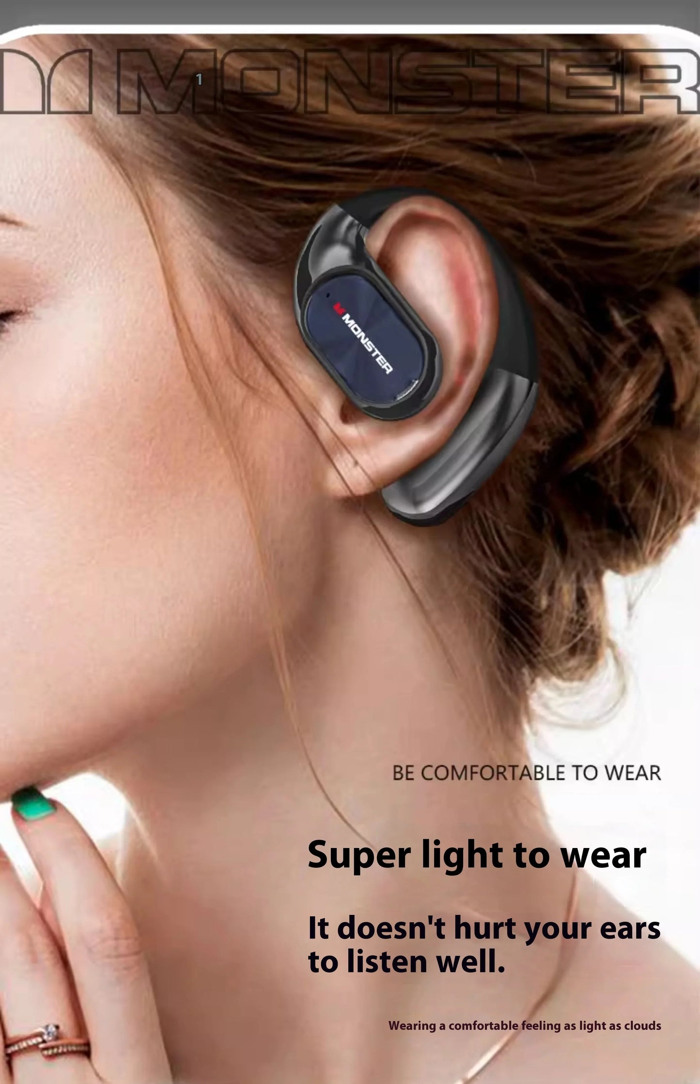 MONSTER AC530 Wireless Earphones Bone Conduction Ear Hanging Non in Ear Double Folding Ergonomics Bluetooth Sports Earphones