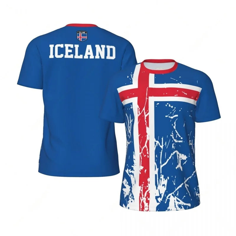 Fashion Iceland T-shirt For Men Clothes Loose Short Sleeve Summer Sports Fitness Tee Shirt Cool 3D Printed Football T Shirts
