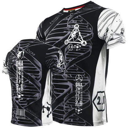 Summer Men's T-Shirt Muay Thai Running Fitness Sports Short Sleeve Outdoor Boxing Wrestling Tracksuits Breathable Men's clothing