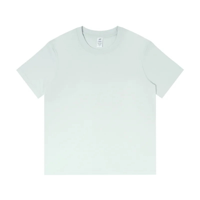 Men's 230g Heavy Cotton Short-sleeved T-shirt Men Pure Cotton Loose Solid Color Bottoming Shirt Trendy Man T-shirt Tops Clothes