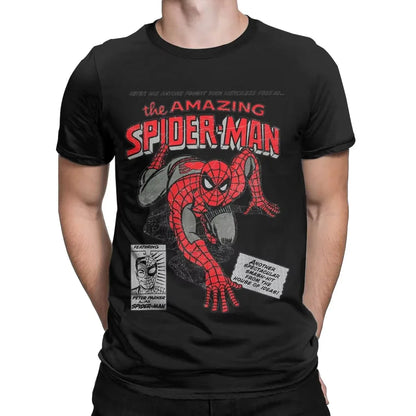 Spider-man Spiderman Movie Retro Comic Men T Shirts Creative Tees Round Neck Women T-Shirt Cotton Birthday Present Tops Clothing