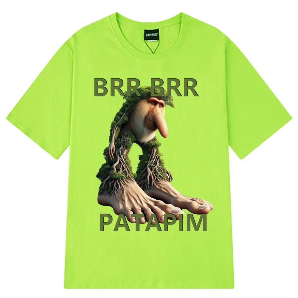 Brr Brr Patapim T Shirt Funny Italian Brainrot Meme Graphic T-shirt Men Women Summer 100% Cotton Cozy Soft O-Neck T-shirts Tops