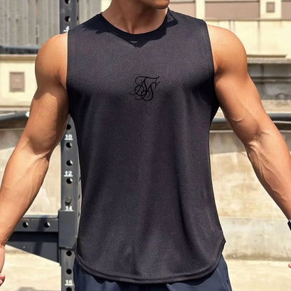 New Quick Drying Gym Fitness Men's Tank Tops Summer Trend Crew Neck Sleeveless Shirt 3D Print Loose Breathable Sports Tees Vest
