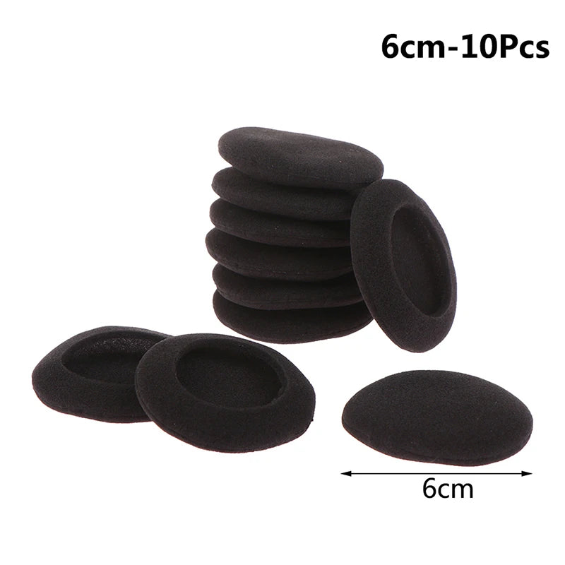 10pcs 3.5/4.5/5.5/6cm Black Foam Ear Pads Protection Thicken Sponge Replacement Cushions Covers Earphones for Headphones