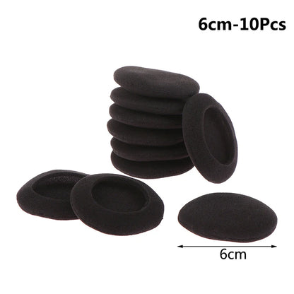 10pcs 3.5/4.5/5.5/6cm Black Foam Ear Pads Protection Thicken Sponge Replacement Cushions Covers Earphones for Headphones