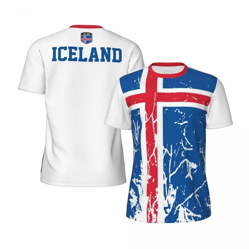 Fashion Iceland T-shirt For Men Clothes Loose Short Sleeve Summer Sports Fitness Tee Shirt Cool 3D Printed Football T Shirts