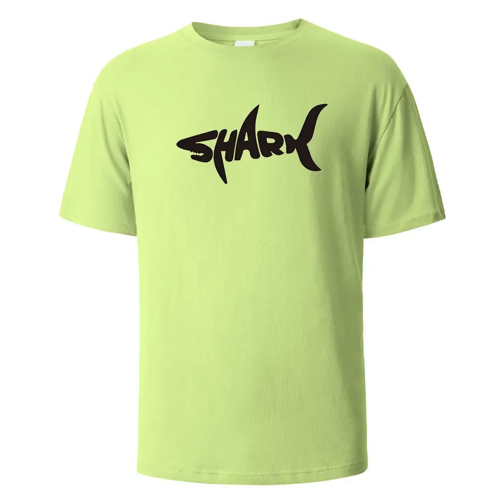 Shark Print T-Shirt 100% Cotton Summer Tees For Men Women Oversize Casual Tops