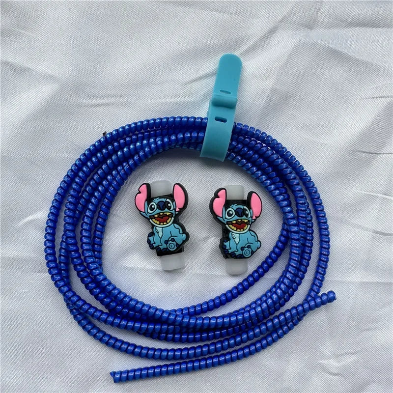 Cable Protector Set for iPhone Huawei Samsung Anti-break Spring Protection Rope Wire Cord Rope Earphone Bobbin Winder