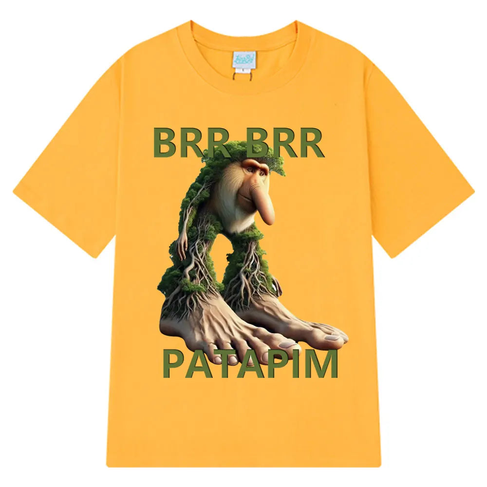 Brr Brr Patapim T Shirt Funny Italian Brainrot Meme Graphic T-shirt Men Women Summer 100% Cotton Cozy Soft O-Neck T-shirts Tops