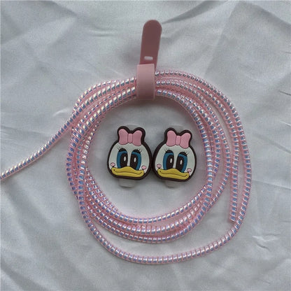 Cable Protector Set for iPhone Huawei Samsung Anti-break Spring Protection Rope Wire Cord Rope Earphone Bobbin Winder