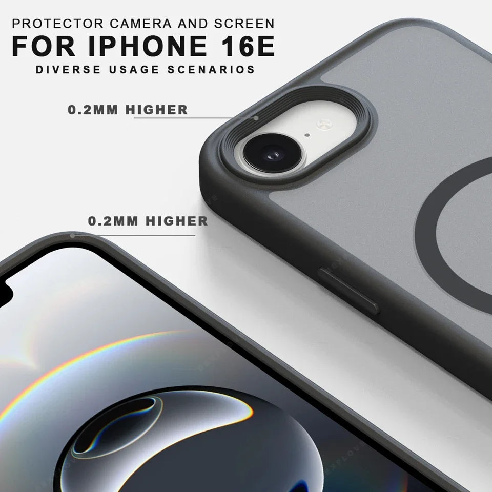 Luxury Matte 16E Magnetic Phone Case For iPhone 14 16 15 Plus 11 12 13 16E 14 15 Pro Max Magsafe Shockproof Protector Hard Cover