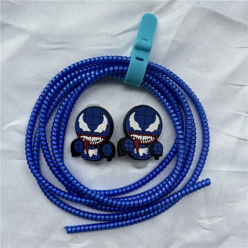 Cable Protector Set for iPhone Huawei Samsung Anti-break Spring Protection Rope Wire Cord Rope Earphone Bobbin Winder