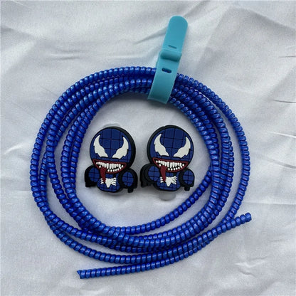 Cable Protector Set for iPhone Huawei Samsung Anti-break Spring Protection Rope Wire Cord Rope Earphone Bobbin Winder