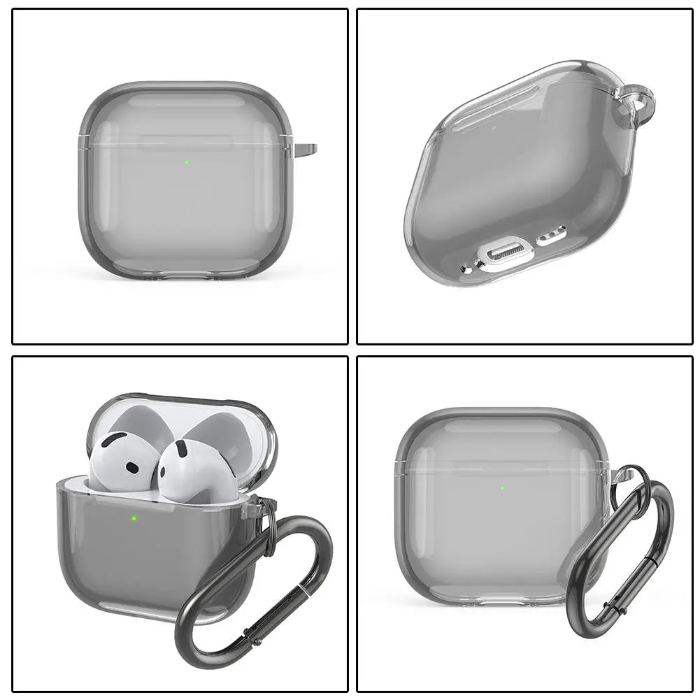 Transparent Case for AirPods 4 Wireless Bluetooth Earphone Soft TPU Clear Protective Cover with Hook for Air Pods 4 Accessories
