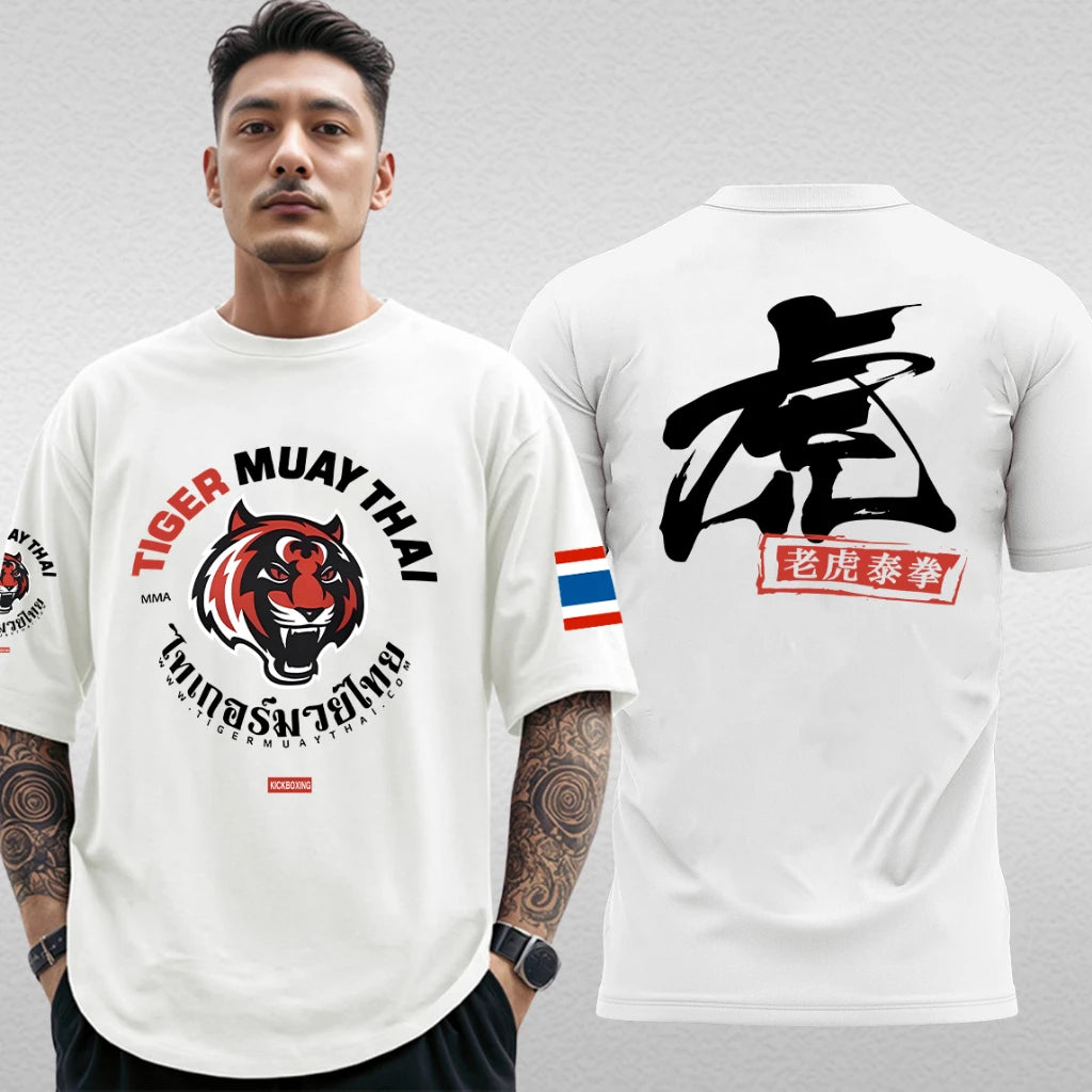 Summer Men's T-Shirt Muay Thai Running Fitness Sports Short Sleeve Outdoor Boxing Wrestling Tracksuits Breathable Men's clothing