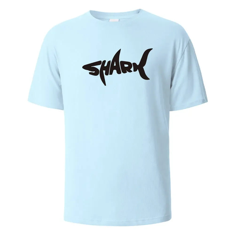 Shark Print T-Shirt 100% Cotton Summer Tees For Men Women Oversize Casual Tops