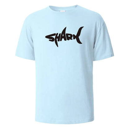 Shark Print T-Shirt 100% Cotton Summer Tees For Men Women Oversize Casual Tops