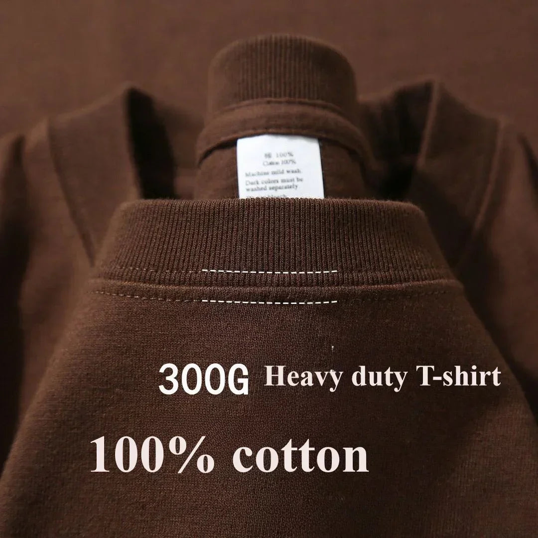 Summer 100% Cotton Men T Shirts 300grams Heavy Duty Short Sleeve Casual Basic Solid Color Ovesize Men Women Tops T-shirt
