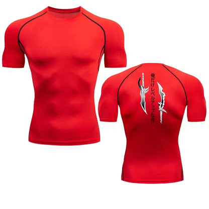 Animated Compression T Shirt Dagger Print for Men Athletic Quick Dry Tops Rash Guard Gym Workout Running Baselayers Undershirts